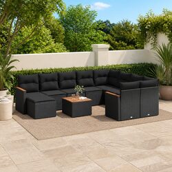 Durable 11-Piece Outdoor Garden Sofa Set in Black