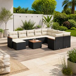 Premium 11 Piece Modular Garden Sofa Set in Black