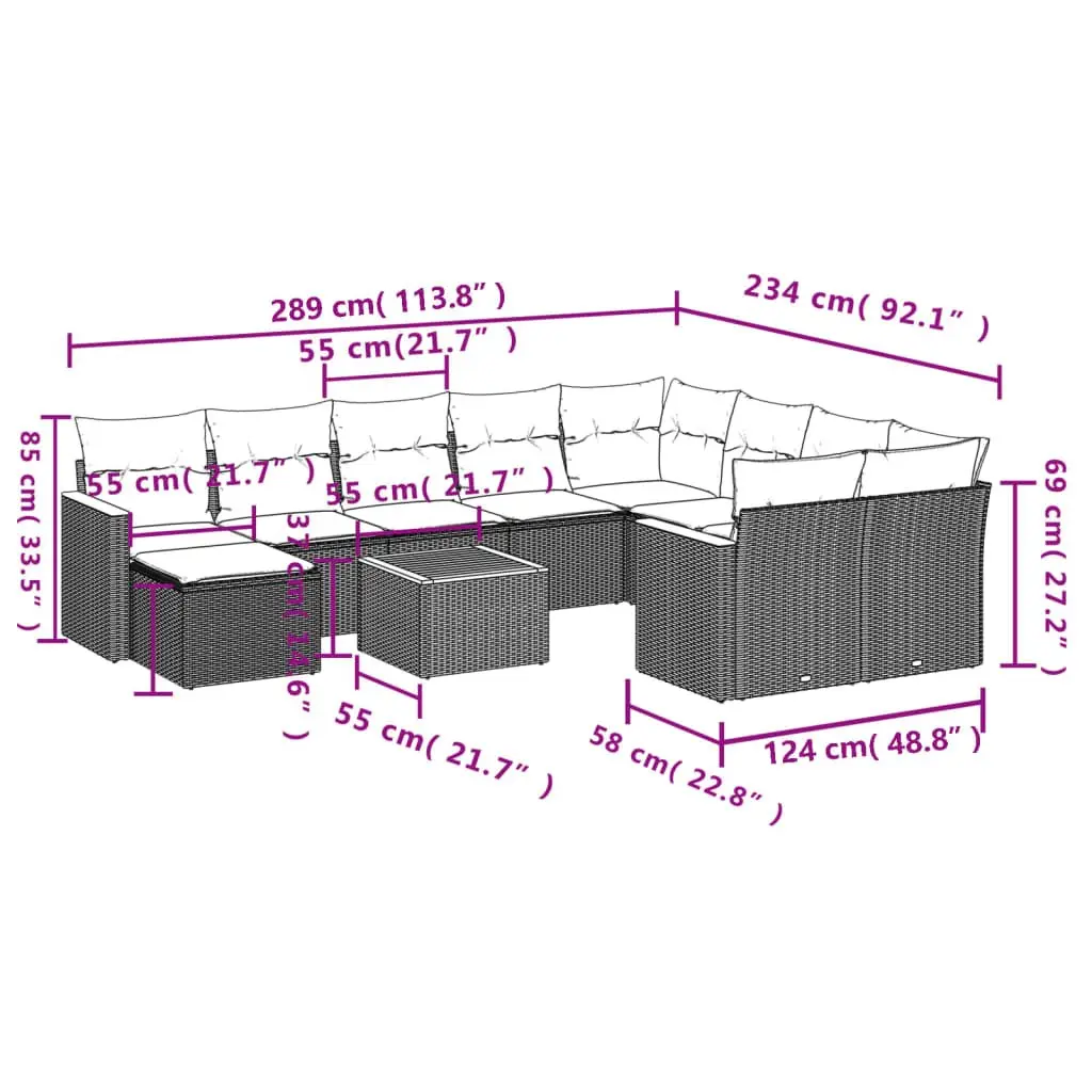 Grey Rattan Modular 11-Piece Garden Sofa Set