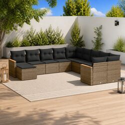 11-Piece Grey Modular Garden Sofa Set for Outdoor Spaces