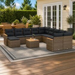 12 Piece Grey Outdoor Sofa Set with Modular Design