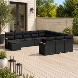 Modular 12-Piece Outdoor Garden Sofa Set - Black