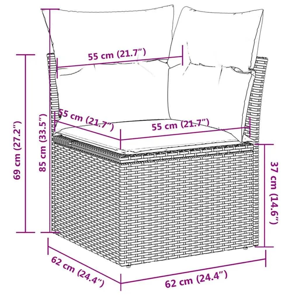 12 Piece Black Garden Sofa Set for Outdoor Use