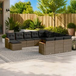 Grey Modular Garden Sofa Set - 12 Piece Patio Furniture
