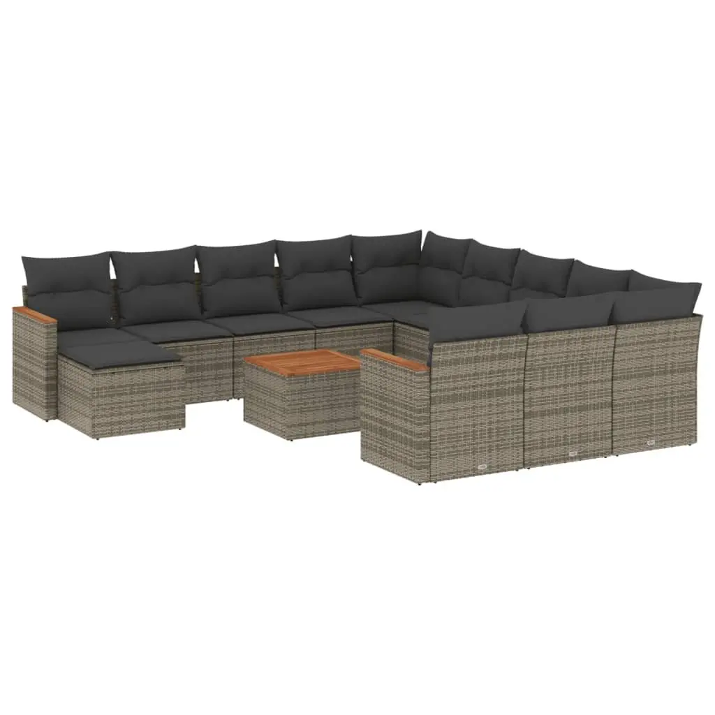 Garden Sofa Set 13 Pieces Grey Poly Rattan