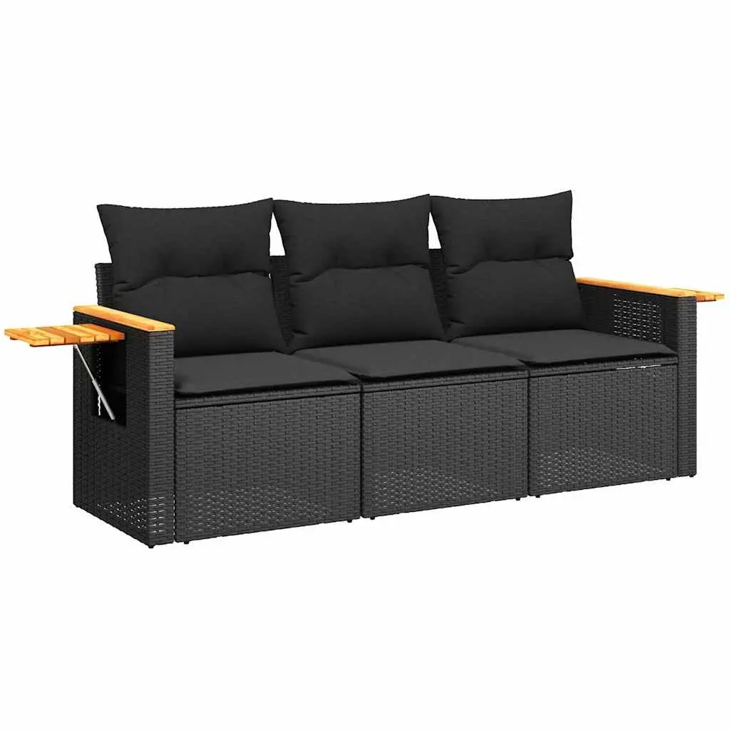 3 Piece Outdoor Garden Sofa Set in Black