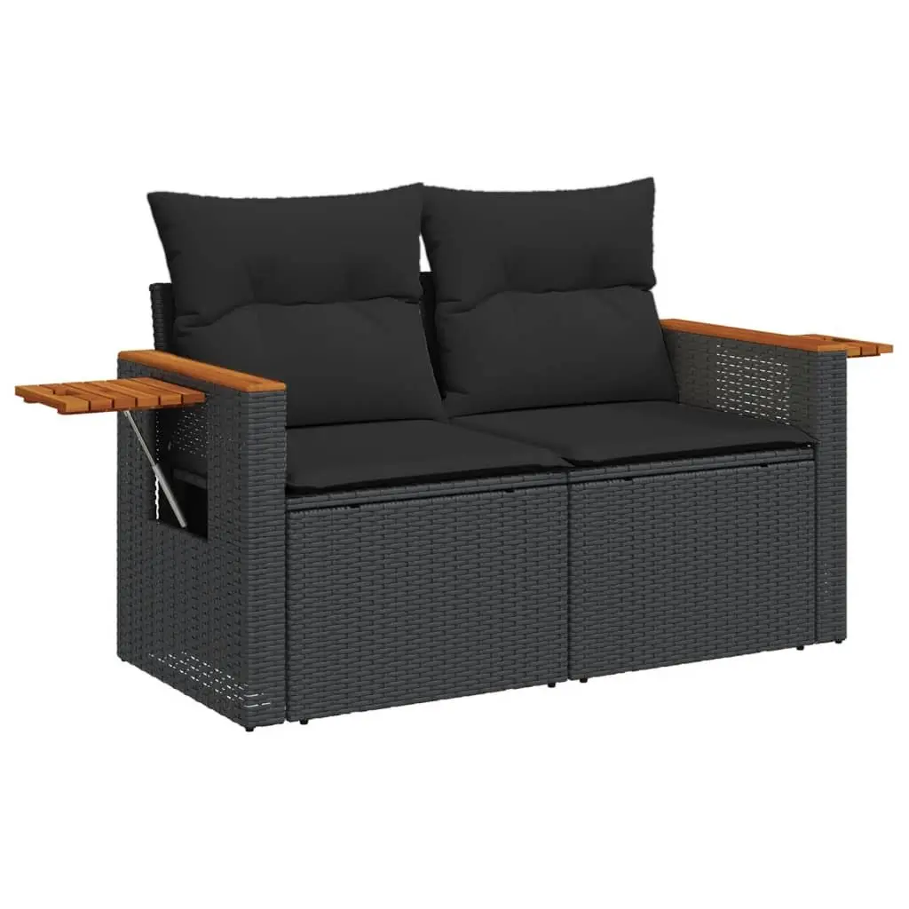 4 Piece Black Garden Sofa Set for Outdoor Spaces
