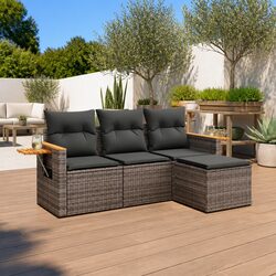4 Piece Outdoor Garden Sofa Set Grey with Cushions