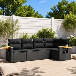 High-Quality 5 Piece Black Rattan Garden Sofa Set