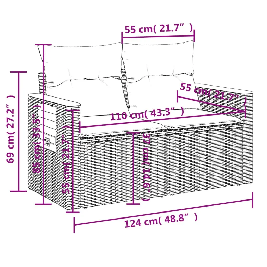 Grey Poly Rattan 6-Piece Garden Sofa Set