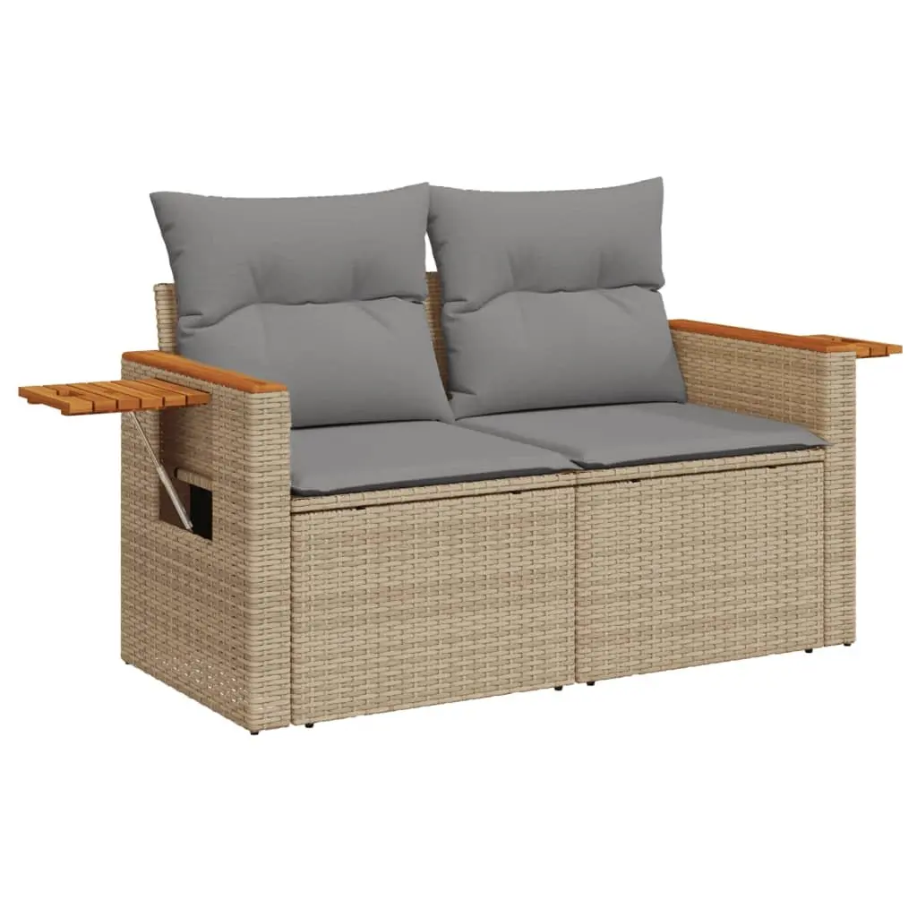 5 Piece Garden Sofa Set PE Rattan Modular Beige with Cushions