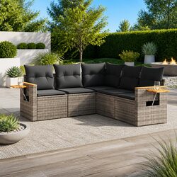 Exceptional 5 Piece Grey Poly Rattan Garden Sofa Set