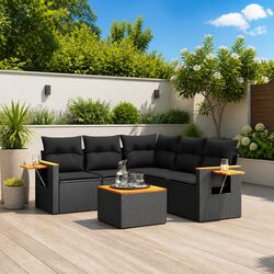 Sturdy 6 Piece Modular Outdoor Garden Sofa Set in Black