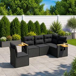 5-Piece Modular Garden Sofa Set with Black Poly Rattan