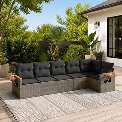 6-Piece Grey Modular Garden Sofa Set for Outdoor Living