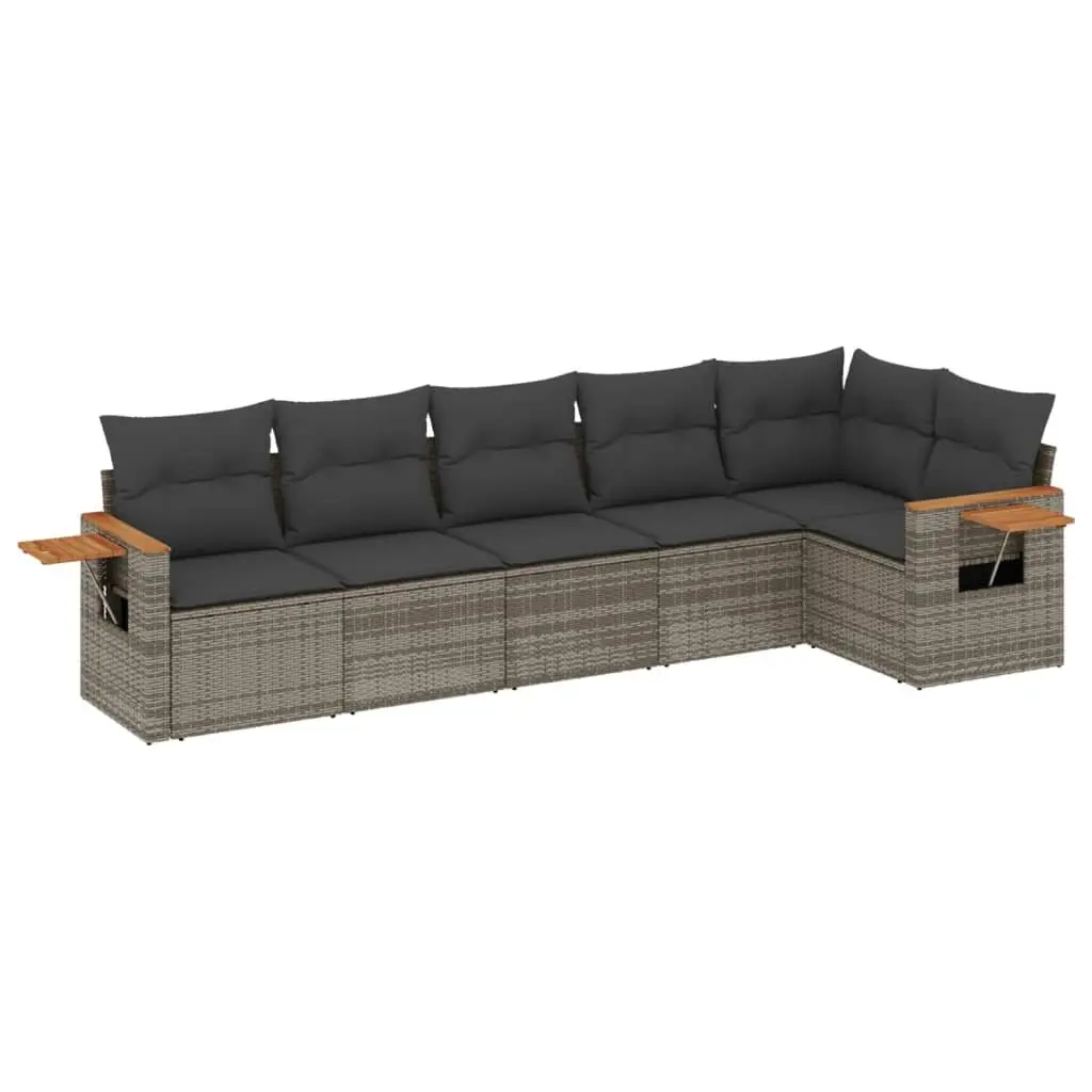 Garden Sofa Set PE Rattan 6 Piece Modular Outdoor Furniture Grey