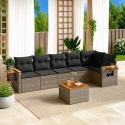 Premium 7 Piece Grey Rattan Sofa Set for Outdoors