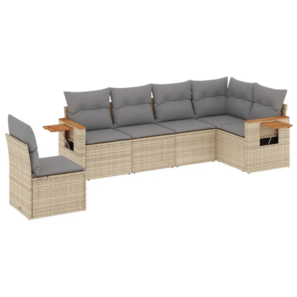 6-Piece Beige Modular Garden Sofa Set