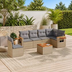 Quality 7 Piece Garden Sofa Set Outdoor Furniture Beige