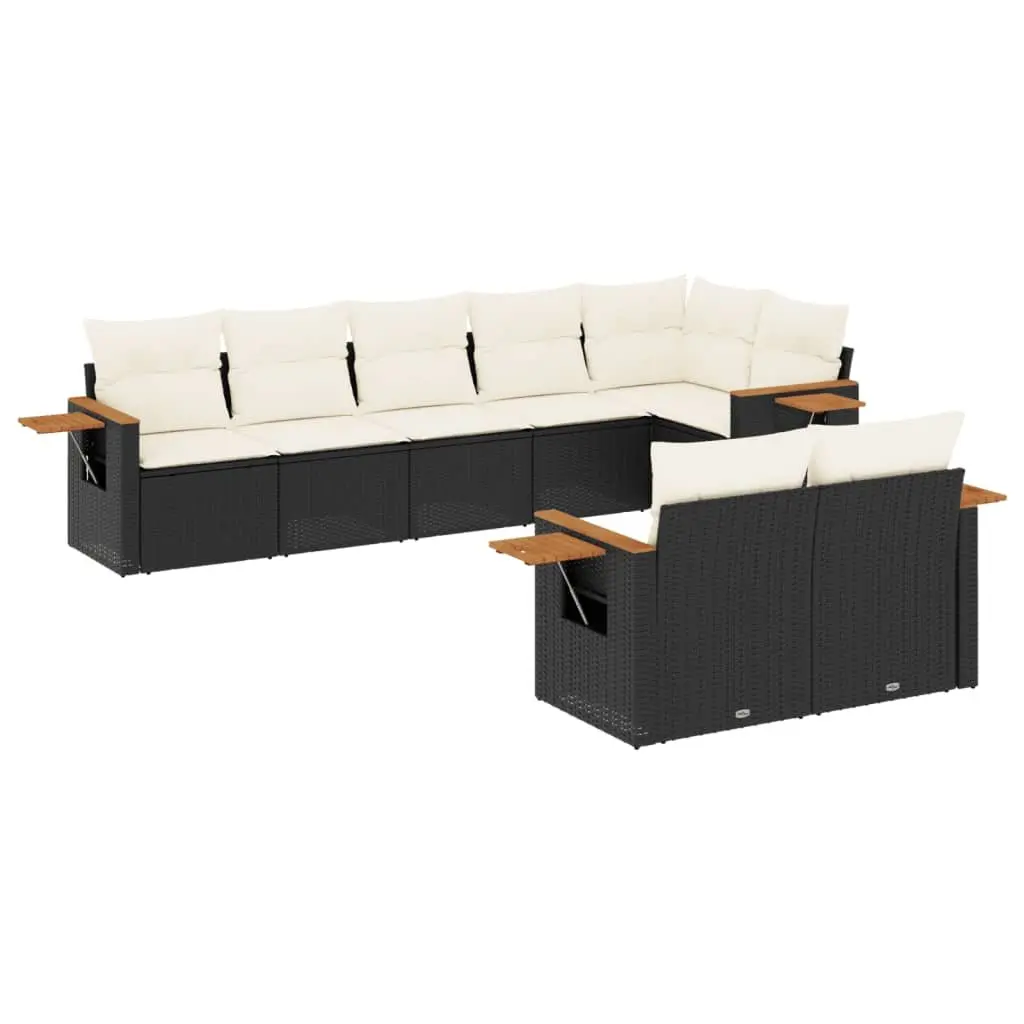 Garden Sofa Set PE Rattan 8 Piece Modular Outdoor Furniture Black
