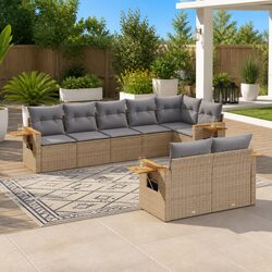 8-Piece Modular Outdoor Sofa Set in Beige Poly Rattan