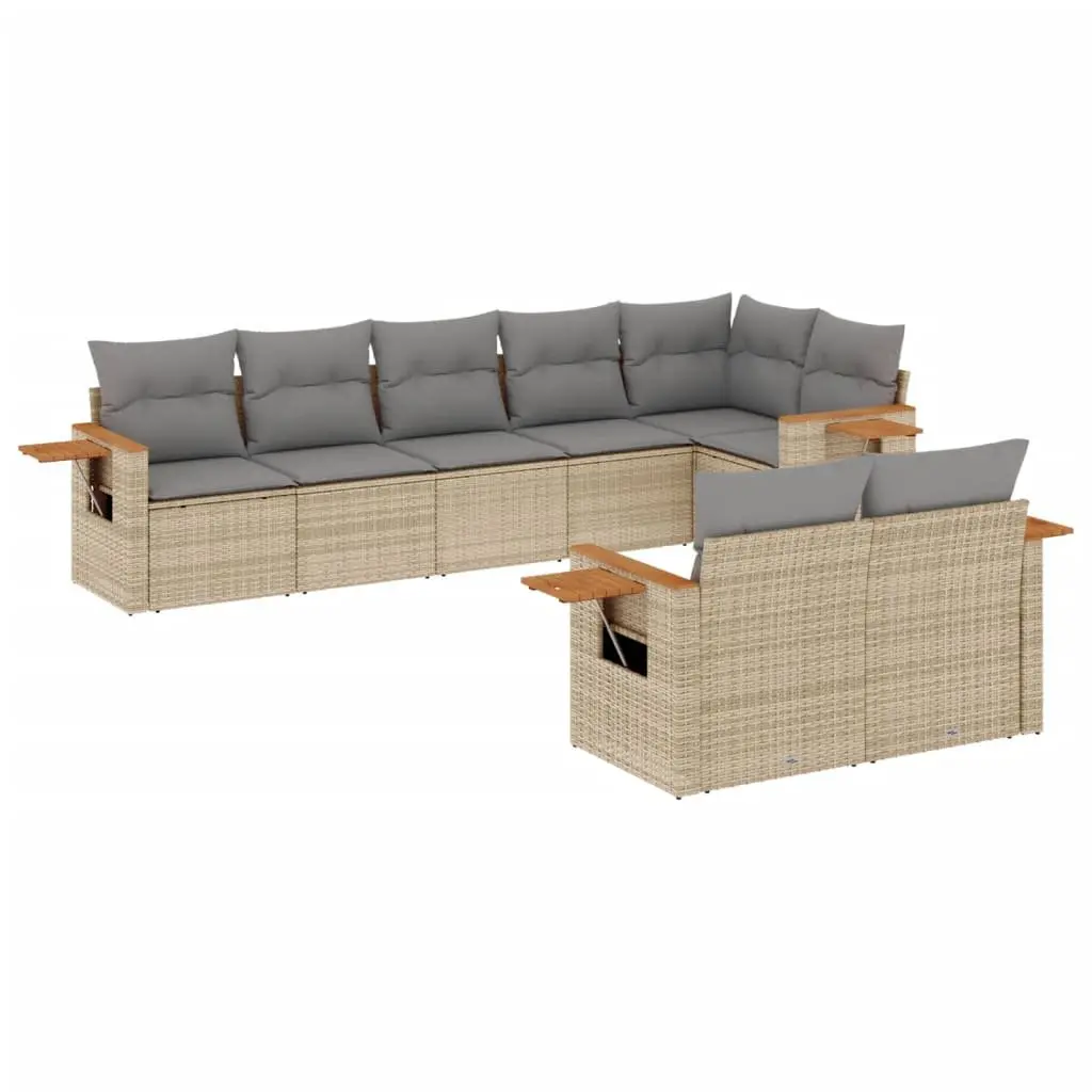 8-Piece Modular Outdoor Sofa Set in Beige Poly Rattan