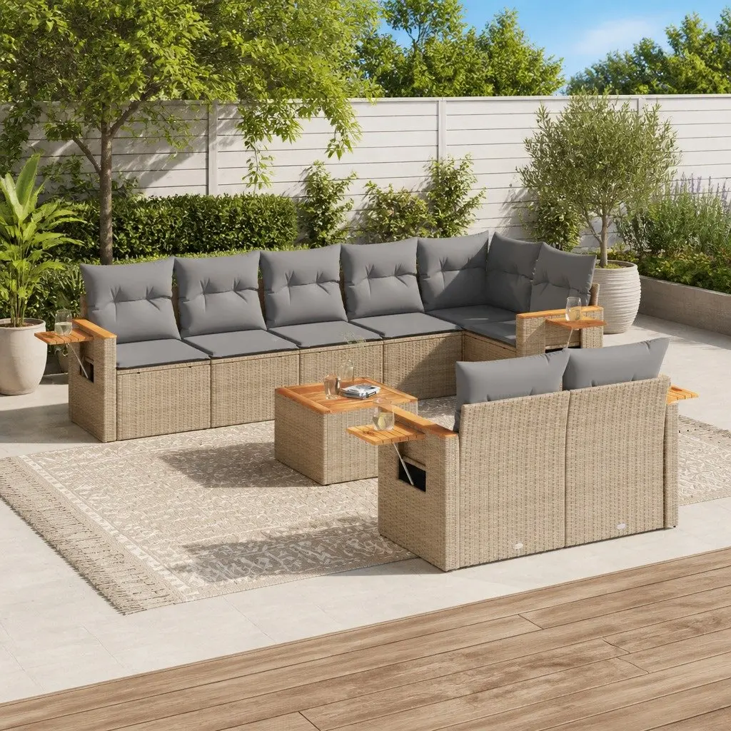 9-Piece Grey Modular Garden Sofa Set for Outdoor Comfort