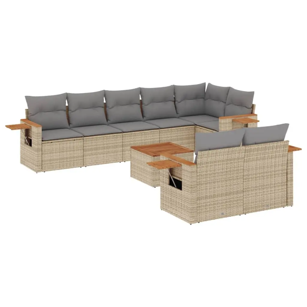 9-Piece Grey Modular Garden Sofa Set for Outdoor Comfort