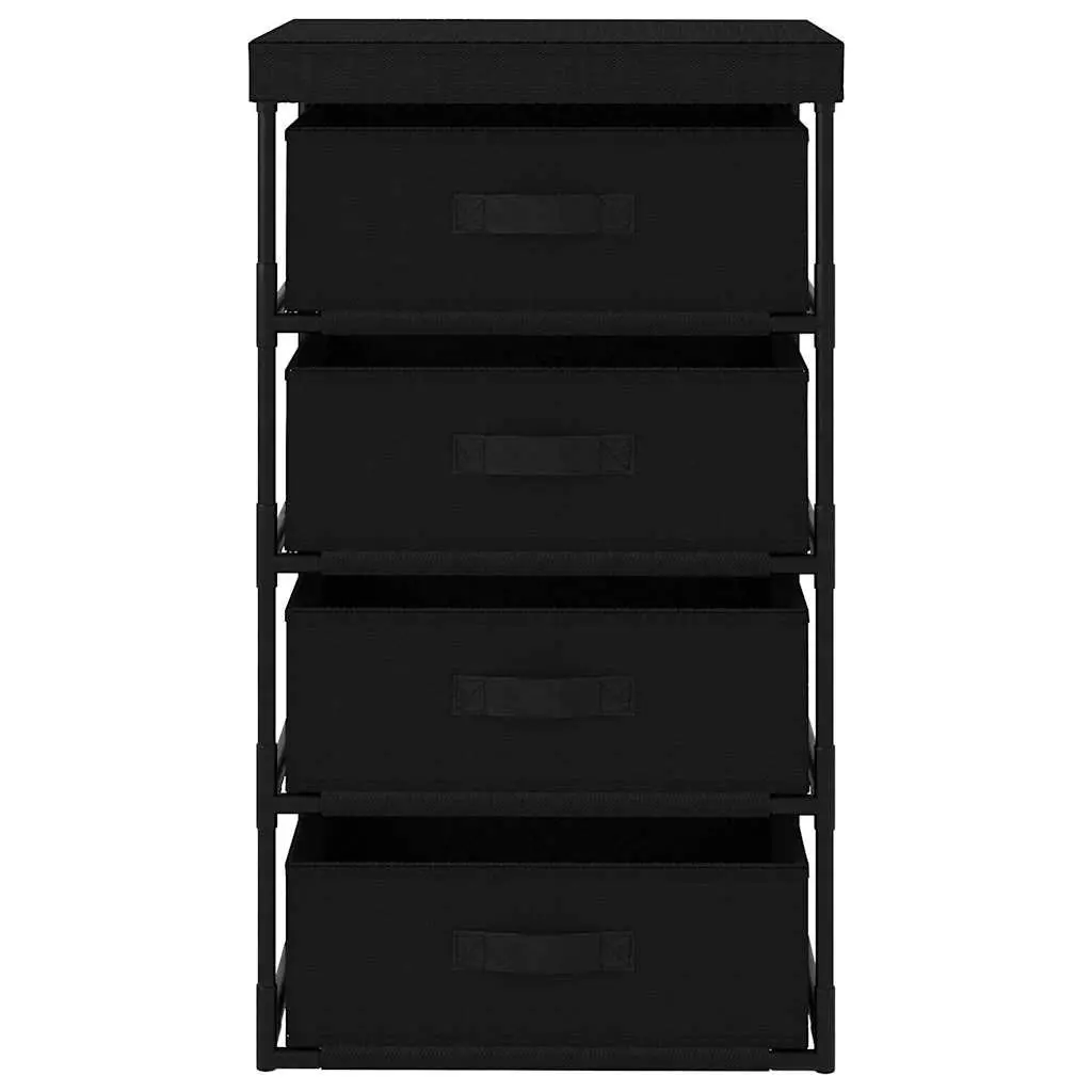 Black Storage Rack with 4 Fabric Baskets