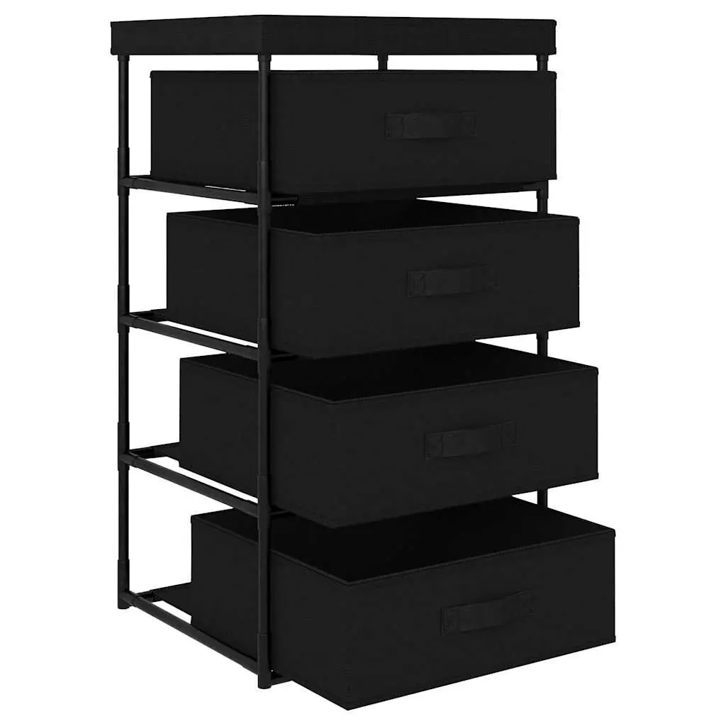 Black Storage Rack with 4 Fabric Baskets