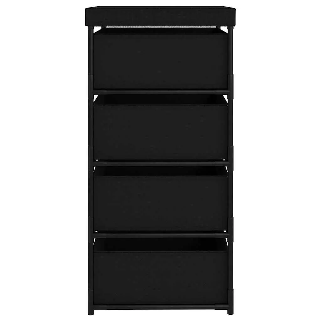 Black Storage Rack with 4 Fabric Baskets