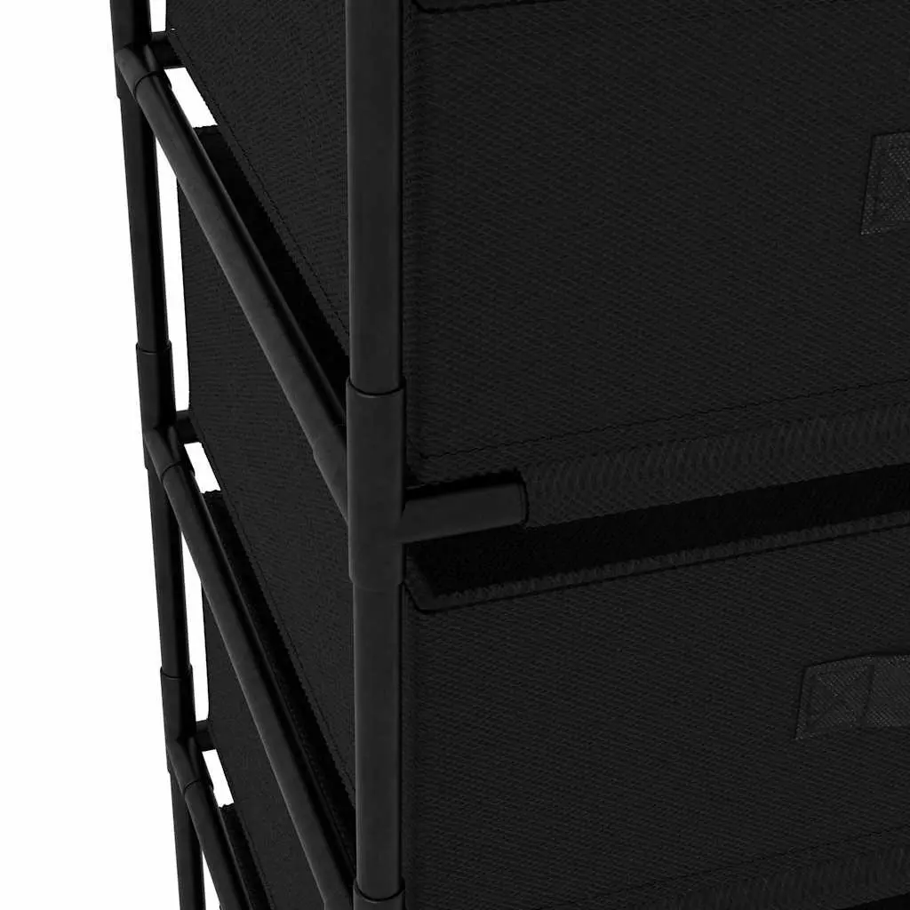 Black Storage Rack with 4 Fabric Baskets
