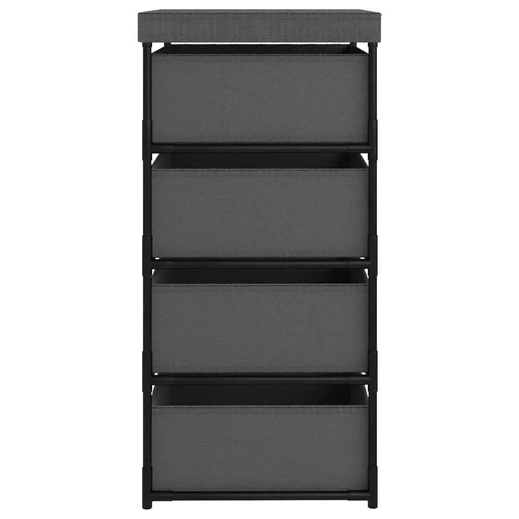 Storage Rack Steel Frame 4 Removable Fabric Baskets Grey Organiser