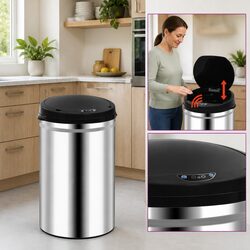 30L Silver Stainless Steel Automatic Sensor Trash Can