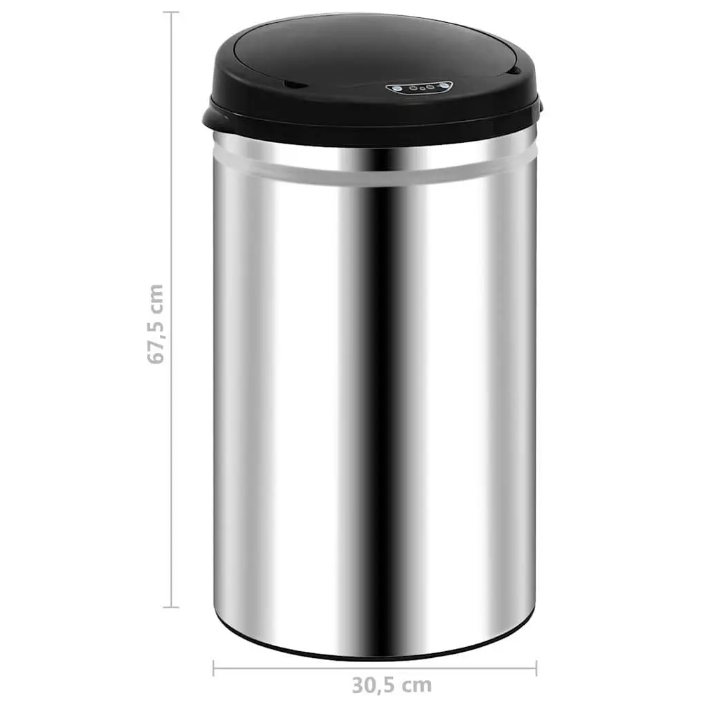 40L Touchless Silver Trash Can with Sensor