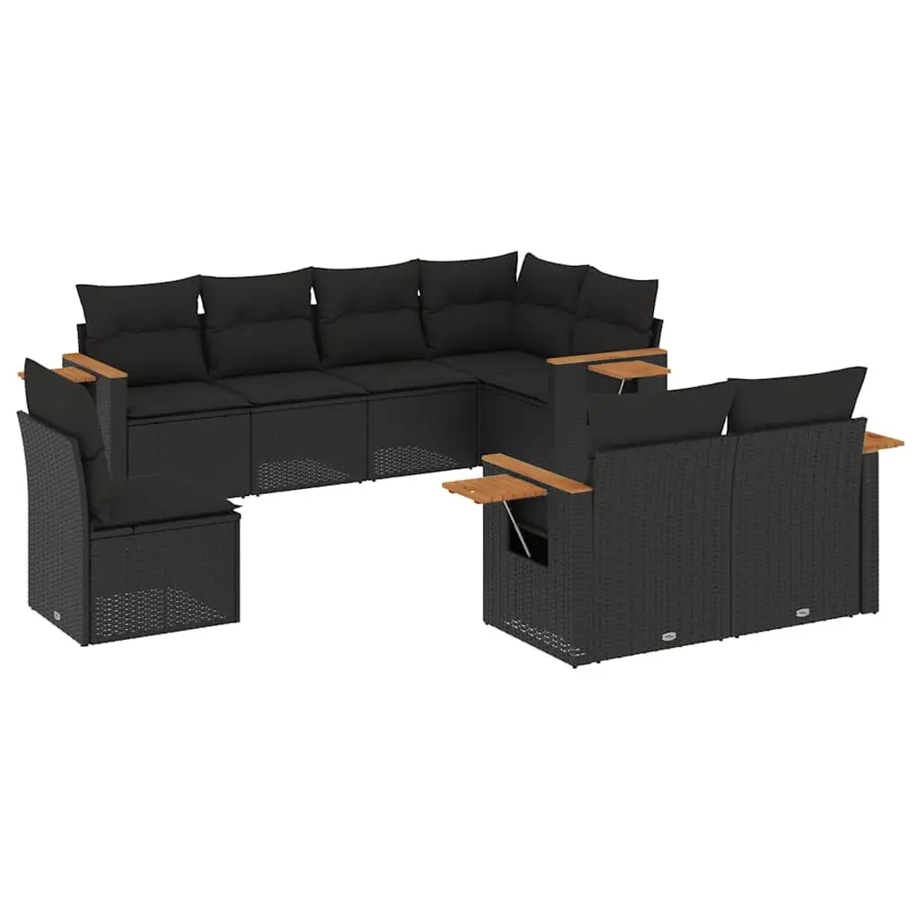 Garden Sofa Set PE Rattan 8 Piece Outdoor Furniture Patio Seating Black