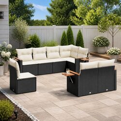 Durable Black Poly Rattan 8 Piece Garden Sofa Set