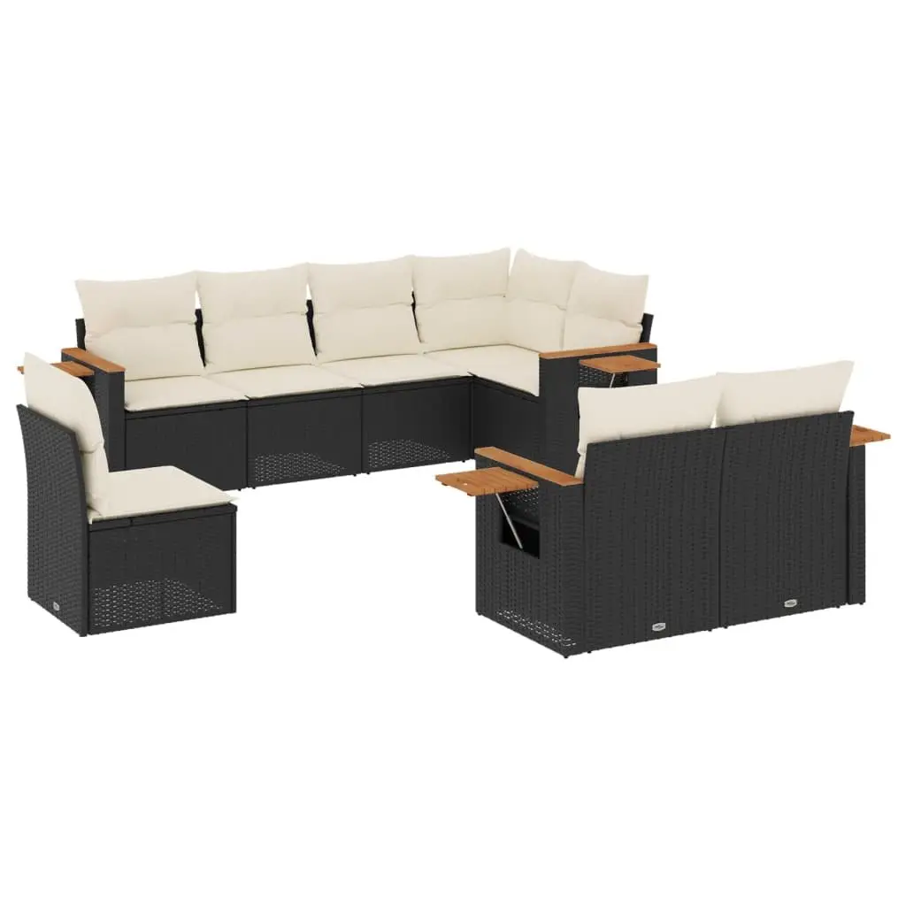 Garden Sofa Set PE Rattan 8 Piece Modular Outdoor Furniture Black