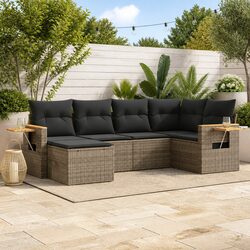 Premium 6-Piece Garden Sofa Set with Cushions - Grey