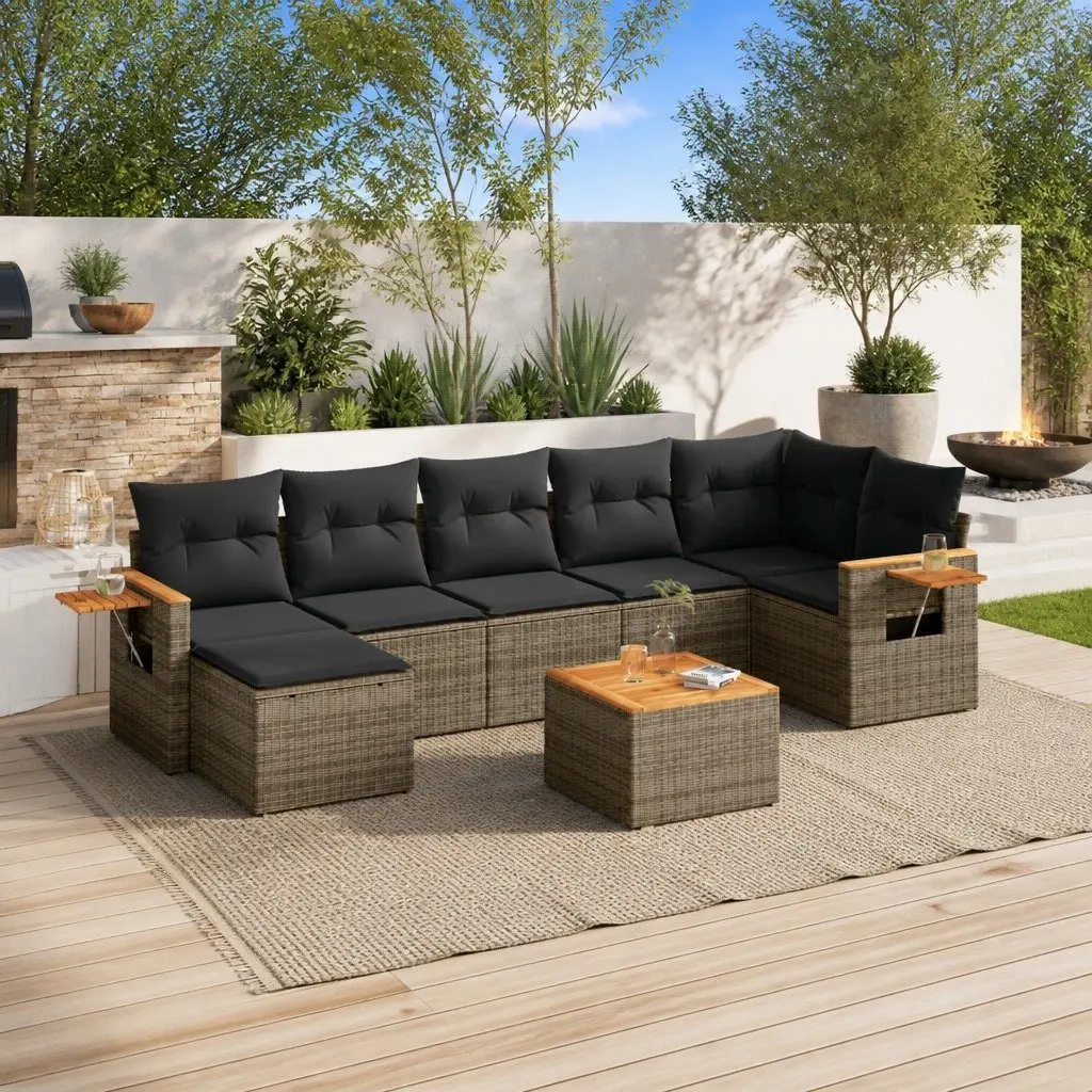 8-Piece Grey Modular Garden Sofa Set for Outdoor Comfort