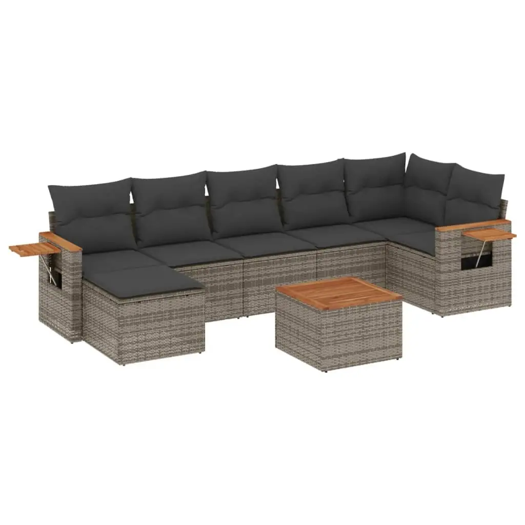 8-Piece Grey Modular Garden Sofa Set for Outdoor Comfort