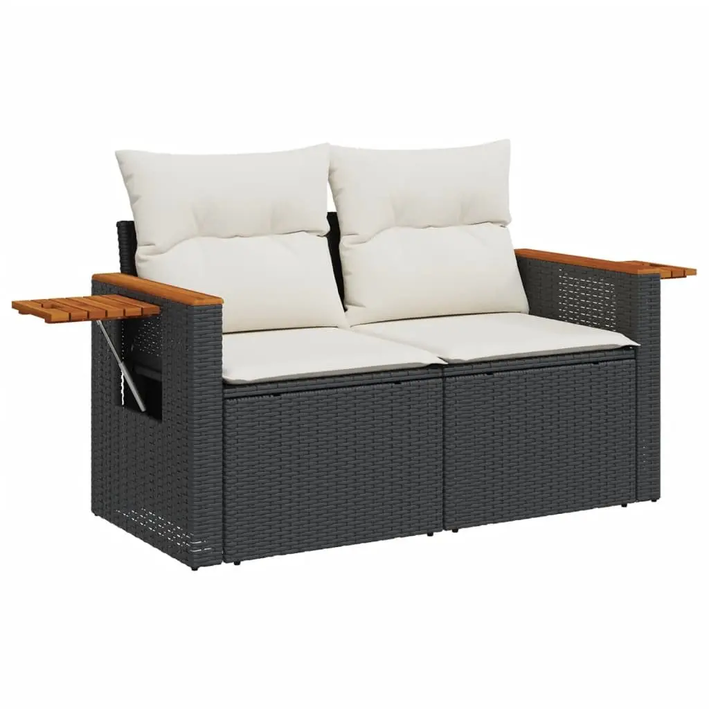 7 Piece Garden Sofa Set PE Rattan Modular Black Outdoor Patio Furniture