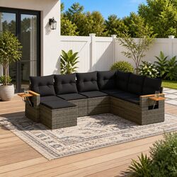 Premium 7 Piece Garden Sofa Set with Grey Cushions