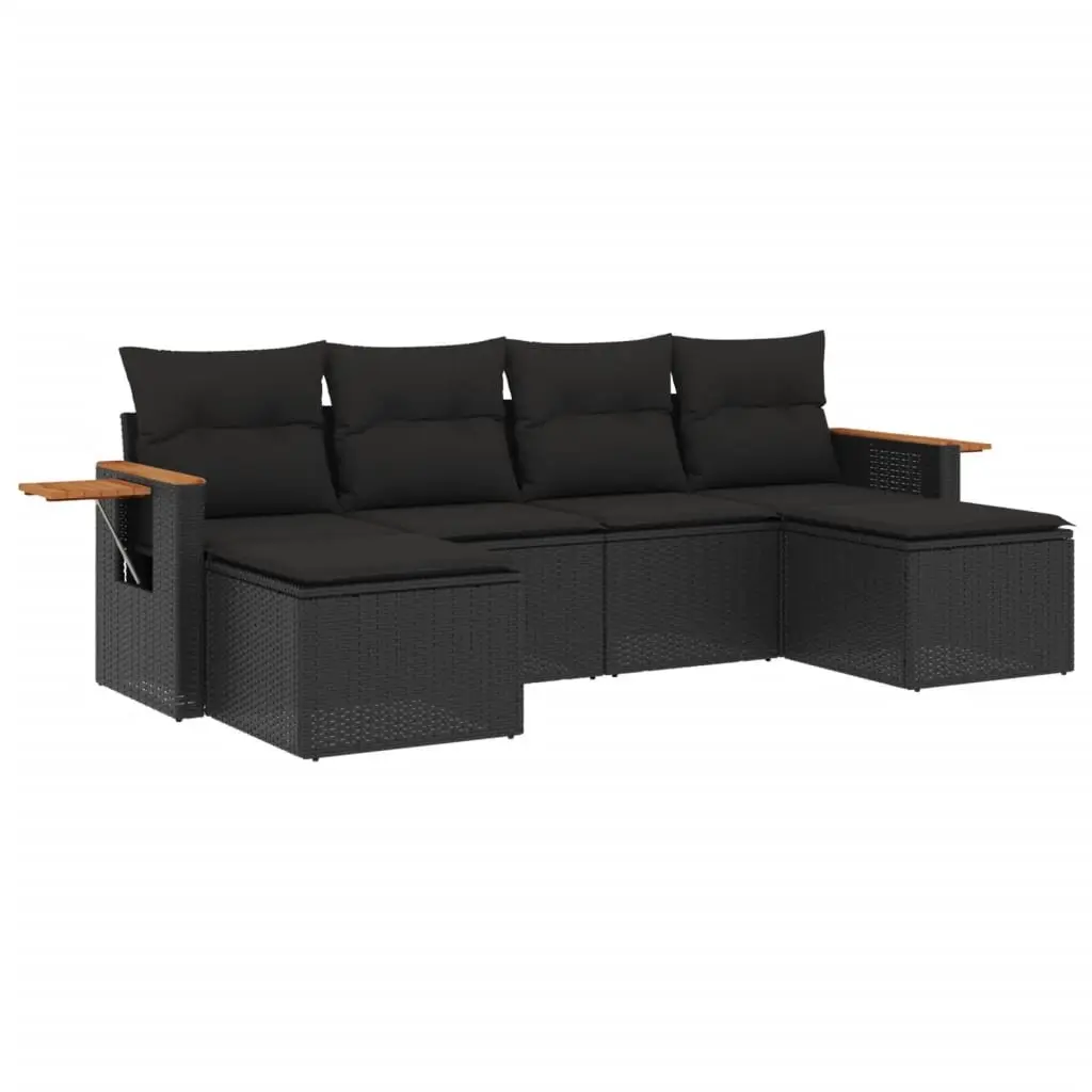 6 Piece Modular Garden Sofa Set in Black
