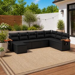 Durable 8 Piece Black Outdoor Garden Sofa Set