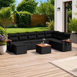 Premium Quality 9 Piece Modular Garden Sofa Set Black