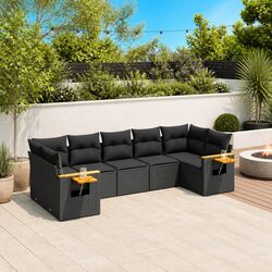 Durable 7 Piece Modular Garden Sofa Set in Black