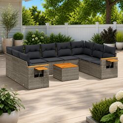 10-Piece Grey Modular Garden Sofa Set for Outdoor Use