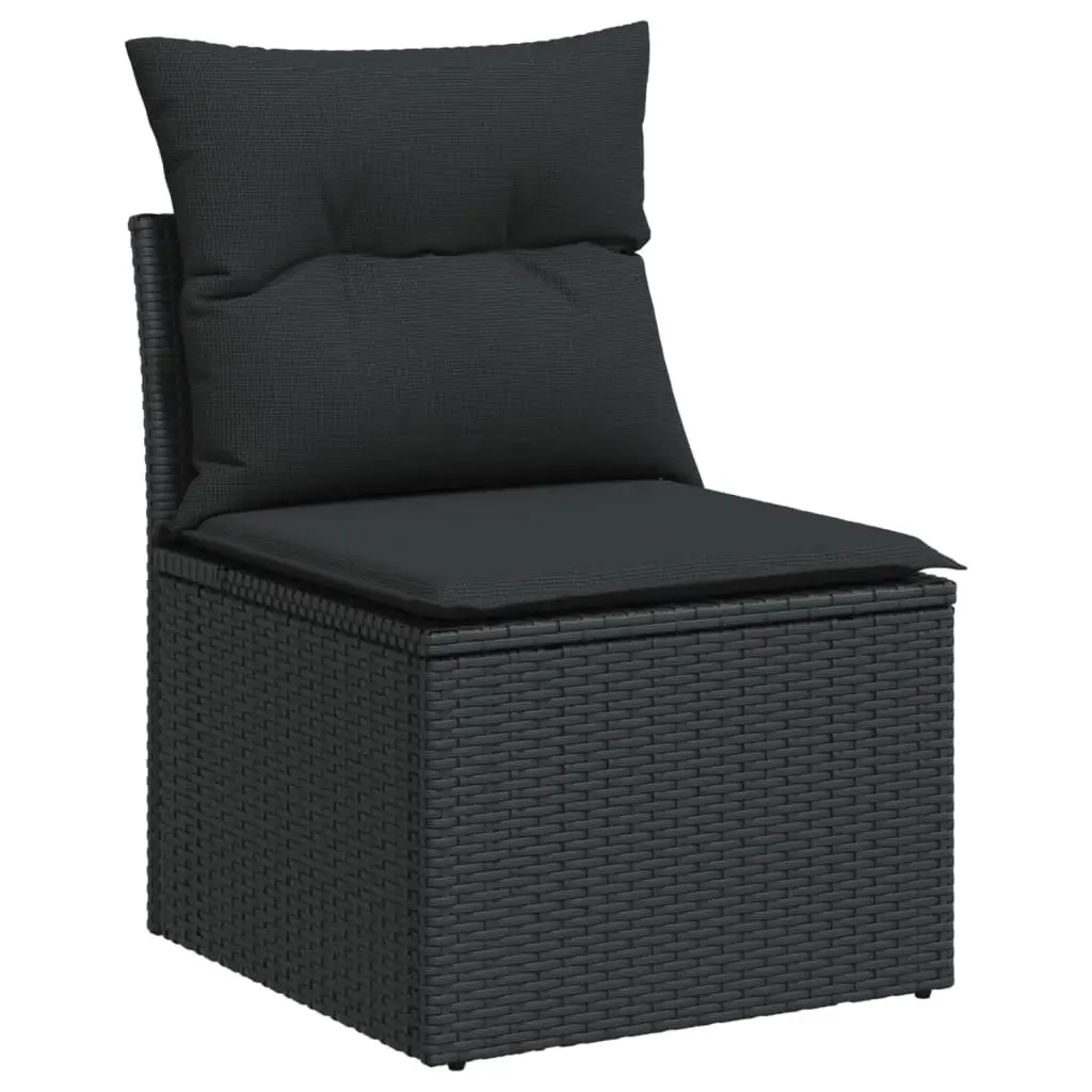 9 Piece Modular Black Rattan Garden Sofa Set
