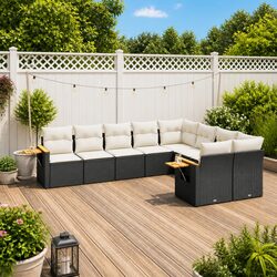 Durable Black Garden Sofa Set 9 Piece Outdoor Lounge